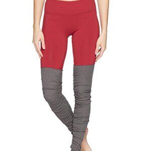 Alo Yoga Goddess Ribbed Leggings. Red and grey.